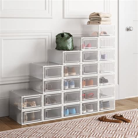 12 Pairs White/Clear Plastic Shoe Storage Box - wayfair.com