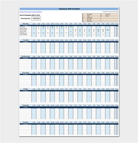 12 Printable Employee Schedule Templates (100% FREE) ᐅ Word PDF