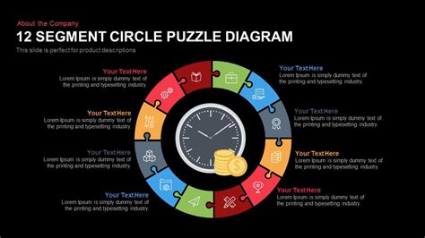 12 Segment Circle Puzzle Diagram Template For Powerpoint And Keynote