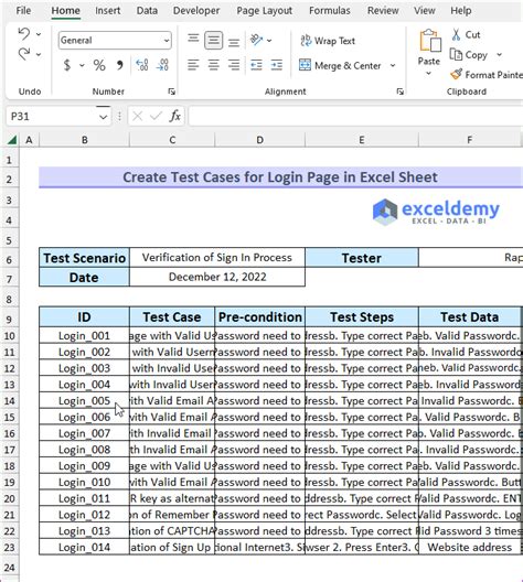 12 Test Cases Excel Template Excel Templates