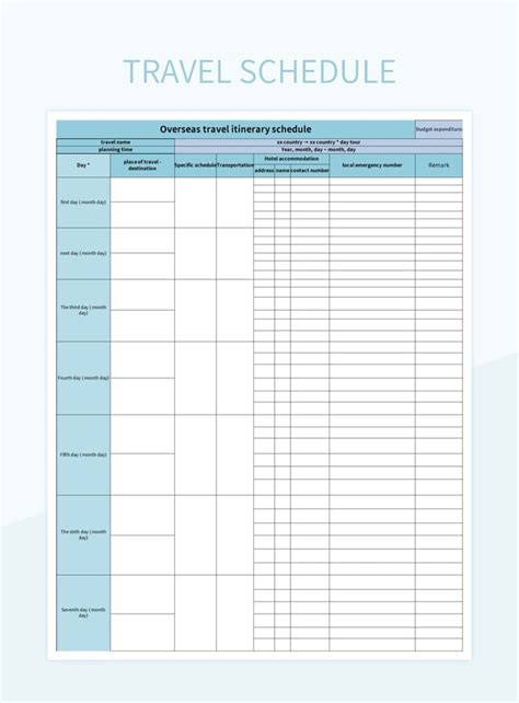 12 Travel Schedule Template Excel Excel Templates