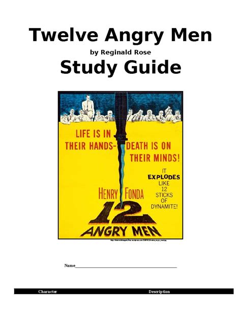 12 Angry Men Study Guide