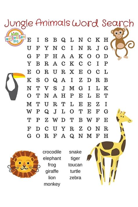 12 Animal Word Search Activities With Answers Printable Animal Word Search - Printable Animal Word Search