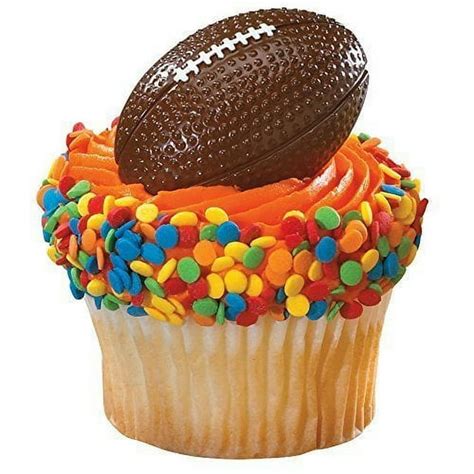 12 ct 3D Football Cupcake Topper Rings