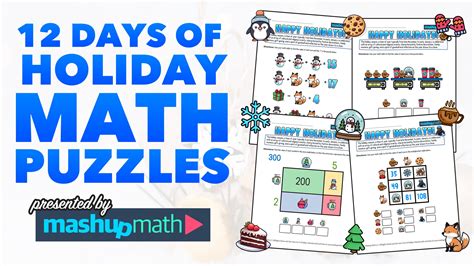 12 Days Of Holiday Math Puzzles Printable K Holiday Math Worksheets - Holiday Math Worksheets