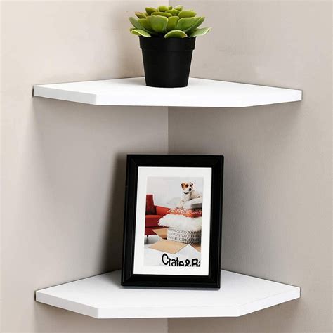 12 in. W White Floating MDF Corner Shelf - The …