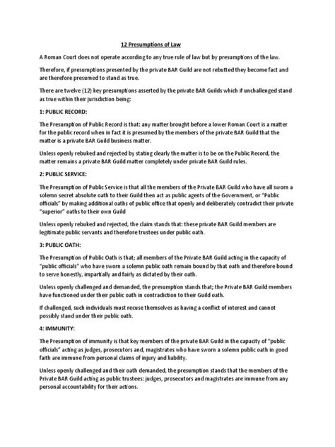 12 Presumptions