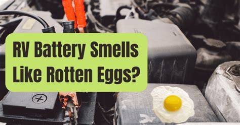 12 volt battery smells like rotten eggs.  Anthony.  Take immediate safety steps, ...