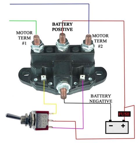 The wiring diagram for a 12-volt winch solenoid