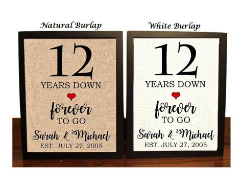 12 year wedding anniversary gift. 12th Anniversary Gift for Wife Wedding Countdown Tree 12 Year Anniversary Gift for Her Personalized Canvas Paper or Metal Print 1442. (4.7k) AU$64.42. 12, 12th Anniversary svg Cricut Wedding Anniversary Gift 12th Anniversary svg, png, dxf clipart files. We still Do 12th Anniversary svg. 