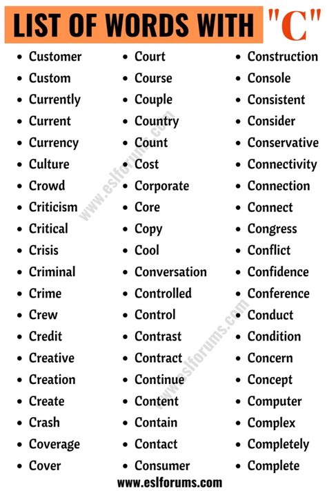1200+ Words that Start with C Cool C Words ESL Forums