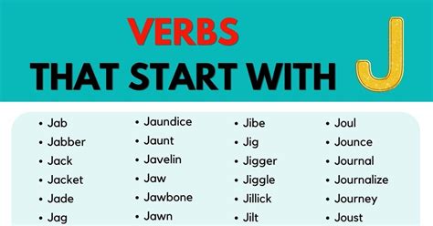 121 Verbs That Start with J Huge List with Definitions and Examples