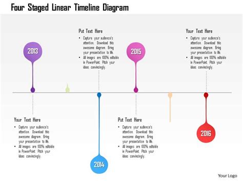 1214 Four Staged Linear Timeline Diagram Powerpoint Template Template
