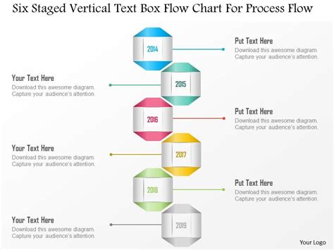 1214 Six Staged Vertical Text Box Flow Chart For Process Flow