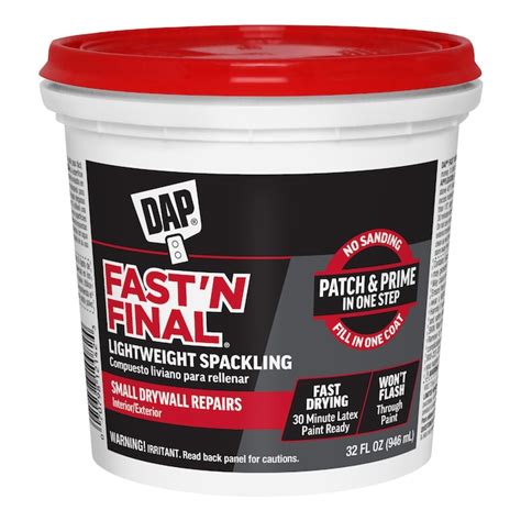 12142 Fast N Final Interior Exterior Spackle, White, Quart