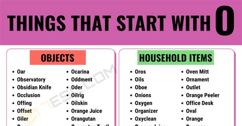 122 Interesting Things That Start With O In Objects That Start With O - Objects That Start With O