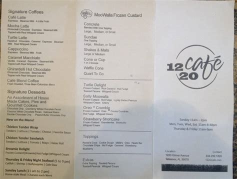 1220 cafe menu. 1220 Café is a family-owned restaurant in Tallassee, Alabama located at 1220 Gilmer Avenue. After 30 years in the restaurant business and having lived in six states, we came home to Tallassee to make a difference in the community. ... 1220 Café has an annex building behind the café that hosts large groups for bridal showers, birthday … 