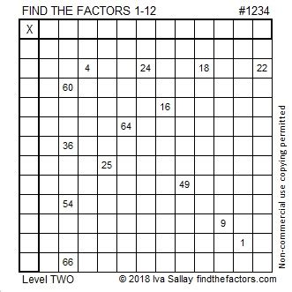 1234 And Level 2 Find The Factors Math 1234 - Math 1234