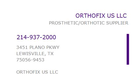 1235136060 NPI Number ORTHOFIX US LLC - HIPAASpace