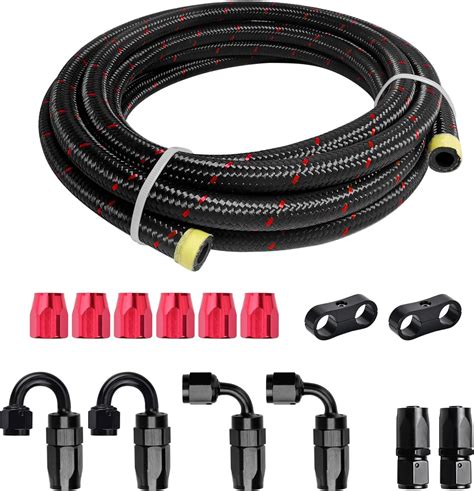 12FT Braided 3/8 Fuel Line 6AN Oil Gas Fuel Hose End Fitting