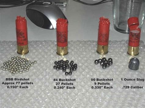 The more 0s, the bigger the shot size. 00 buckshot is the most popular for both hunting and home defense. Each 00 12-gauge shotshell is typically packed with eight or nine pellets, all measuring .33-inches across.. 
