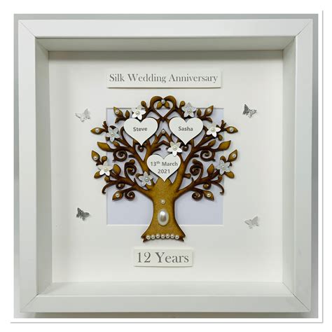 12th wedding anniversary gift. 12th 12 Years Silk Wedding Anniversary Gift Present Married Husband Wife Custom Family Tree Picture Frame Personalised - Classic. (1.2k) £44.99. FREE UK delivery. A Dozen Eggs-tra Special Years! Cracking 12th Anniversary Card for Wife, Husband or Couple. (10k) £3.49. FREE UK delivery. 