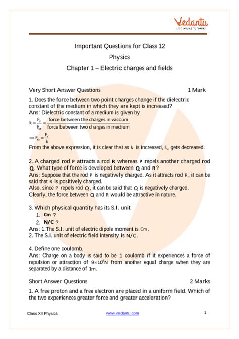 Read Online 12Th Physics Important Questions With Answers 