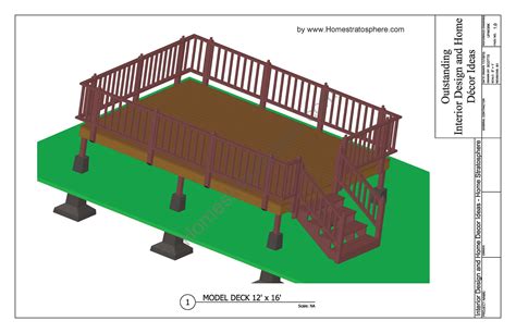 Building Decks - Free 12'x16' PDF Deck Plan and Maintenance Free Deck Photos. Download and use our Free 12'x16' PDF deck plan to familiarize yourself with wooden or maintenance free deck construction. You can either build yourself exactly the same deck with dimensions provided on our plan, or adjust the size and deck height to better suite …. 