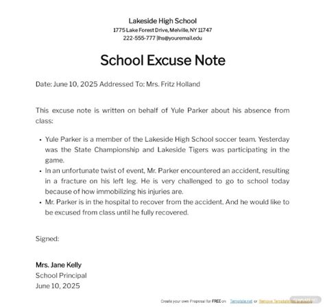 13+ School Excuse Note Templates PDF