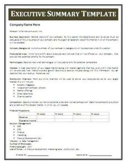 13 Executive Summary Templates Excel PDF Formats