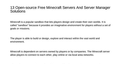 13 Open-source free Minecraft servers and server manager solutions