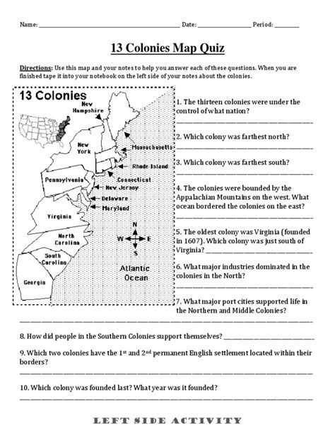 13 Colonies Map Activities Quizzes And Answer Keys American Revolution Map Activity Answers - American Revolution Map Activity Answers