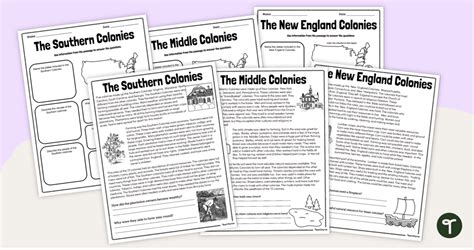 13 Colonies Reading Passages New England Southern And Thirteen Colonies Worksheet - Thirteen Colonies Worksheet