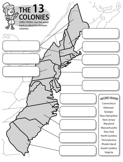 13 Colonies Worksheet
