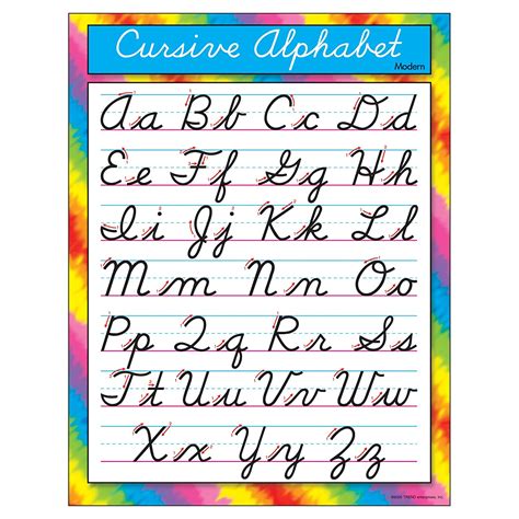 13 Free Printable Cursive Alphabet Charts For Kids Printable Cursive Writing Chart - Printable Cursive Writing Chart