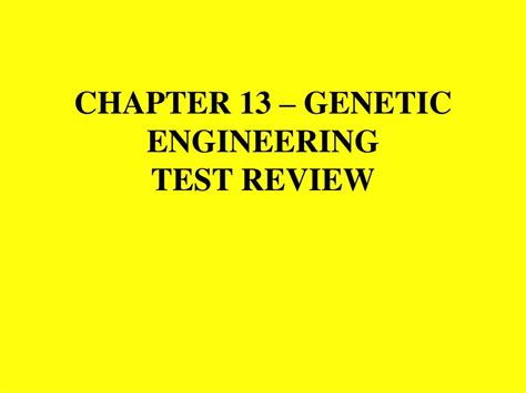 13 Genetic Engineering Section Review Answer Key