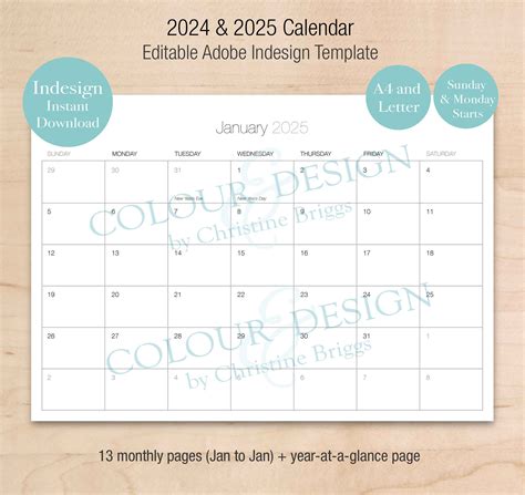 13 Month Calendar Template