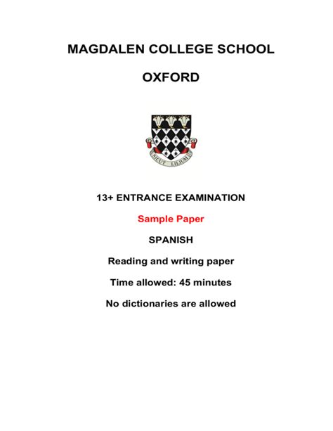 Download 13 English Sample Paper 2012 Magdalen College School 