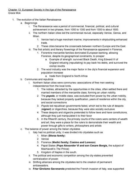 Download 13 Renaissance Mok Notes 