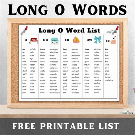 131 Long O Vowel Sound Words Free Printable Ow Words With Long O Sound - Ow Words With Long O Sound