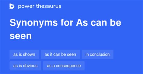 132 Words and Phrases for As Can Be Seen - Power Thesaurus