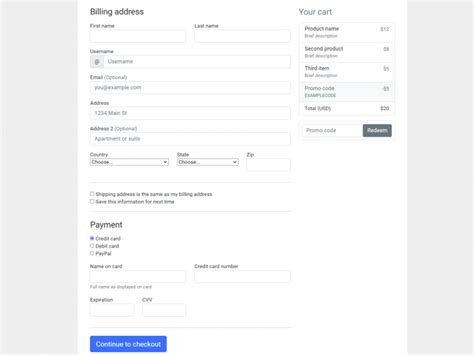 14+ Best Free HTML Checkout Forms Download of 2020