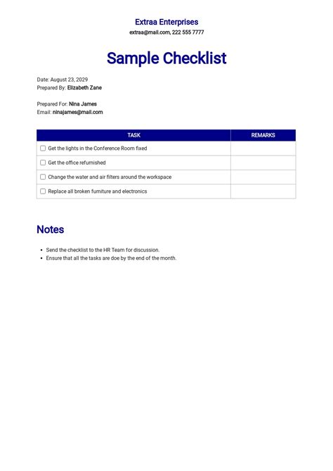 14+ Sample Checklist Templates SampleTemplatess SampleTemplatess