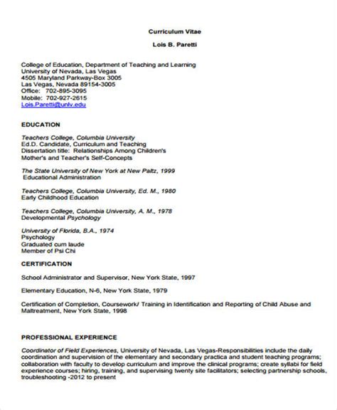 14+ Sample Teaching Curriculum Vitae Templates PDF, DOC