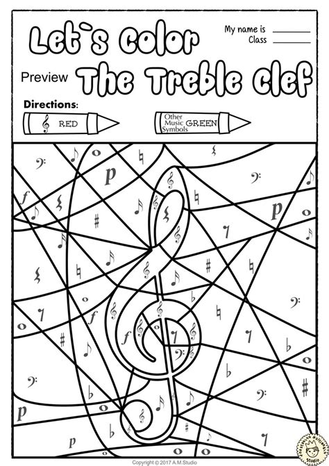 14 Best Images of Elementary Music Note Worksheet Color by Note Music