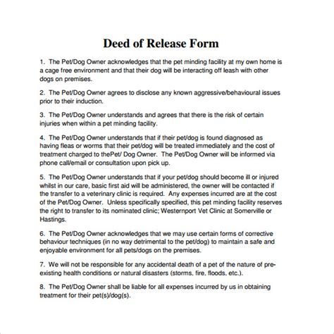 14 Deed of Release Forms to Download for Free Sample Templates
