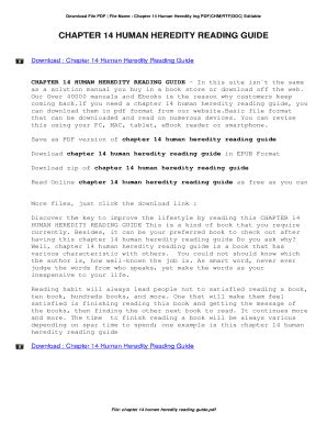 14 Human Guide Heredity Reading Chapter
