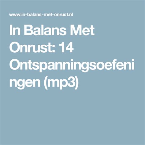 14 Ontspanningsoefeningen (mp3) - In Balans met Onrust