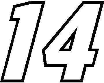 14 RACE NUMBER OUTLINE MOTOR FONT DECAL / STICKER