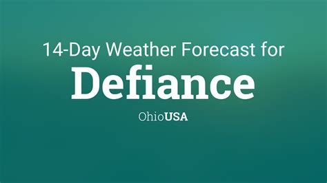 14 day weather forecast for defiance ohio. 14°C. Humidity: 81%: Wind Speed: NE 6 mph: Barometer: 29.94 in (1014.0 mb) Dewpoint: 52°F (11°C) ... More Information: Local Forecast Office More Local Wx 3 Day History Mobile Weather Hourly Weather Forecast. Extended Forecast for Defiance OH . Tonight. Scattered Showers. 